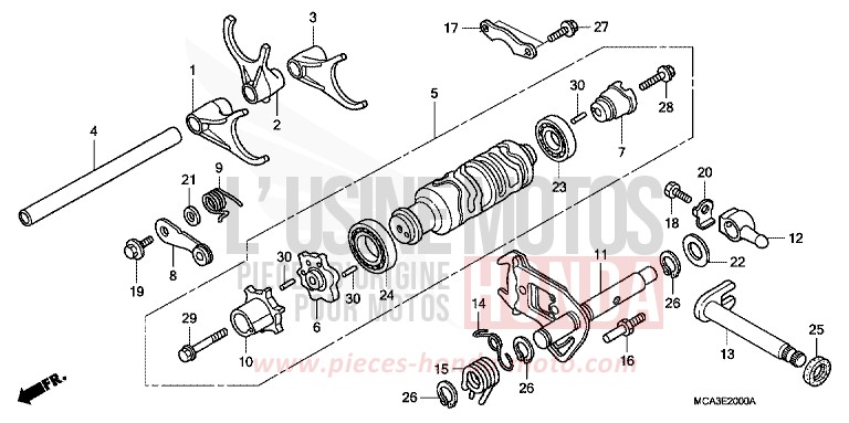 TAMBOUR DE CHANGEMENT/FOURCHETTE DE SELECTION de Gold Wing STREAM SILVER METALLIC (NH469) 2002